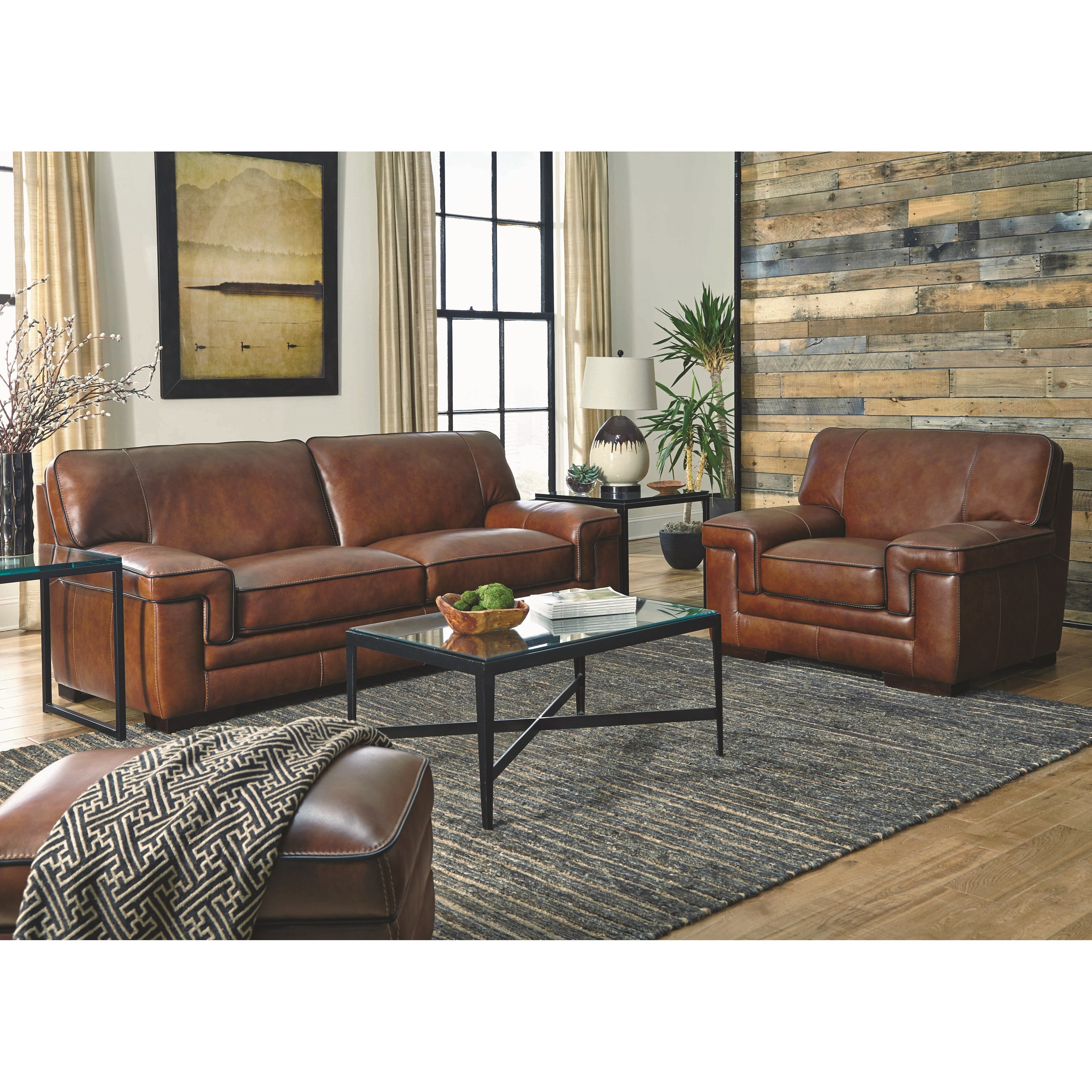 Simon Li Macco Contemporary Leather Match Sofa Howell Furniture Sofas